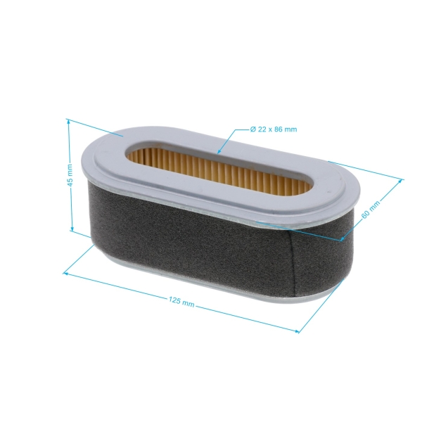 HS Parts Luftfilter 124 mm x 60 mm x 46 mm für Robin EH-18V Motoren (220-32812-04, 261-32601-01, 261-32601-07, 277-32611-07)