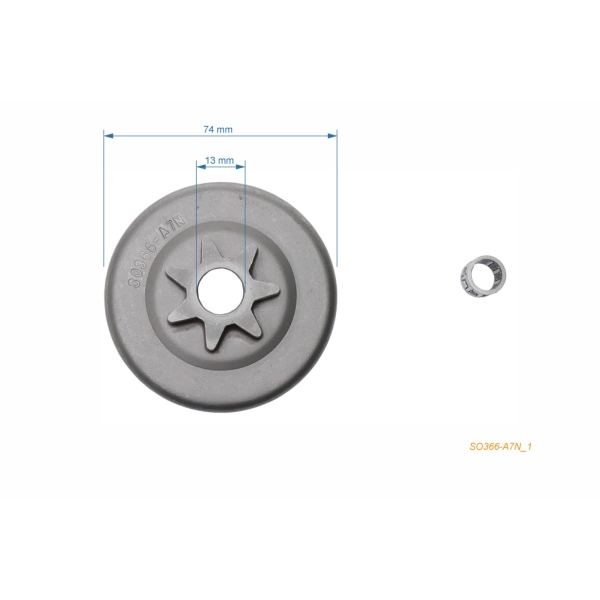 Kettenrad 3/8" 7 Zähne Zahnketten für Kettensägen Solo 639 644 645 651 651SP