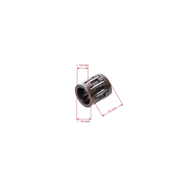 Kolbenbolzenlager 10 mm x 14 mm x 15,2 mm für chinesische Motorsensen und Freischneider aus dem Hobbymarkt mit einem Hubraum von 52 ccm