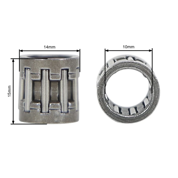 Kolbenbolzenlager 10 mm x 14 mm x 15,2 mm für chinesische Motorsensen und Freischneider aus dem Hobbymarkt mit einem Hubraum von 52 ccm