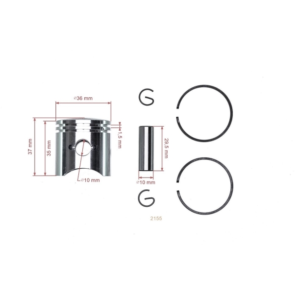 Kompletter Kolben für Freischneider Husqvarna 236R 531RS 532RBS 36 mm (OEM 515375101)