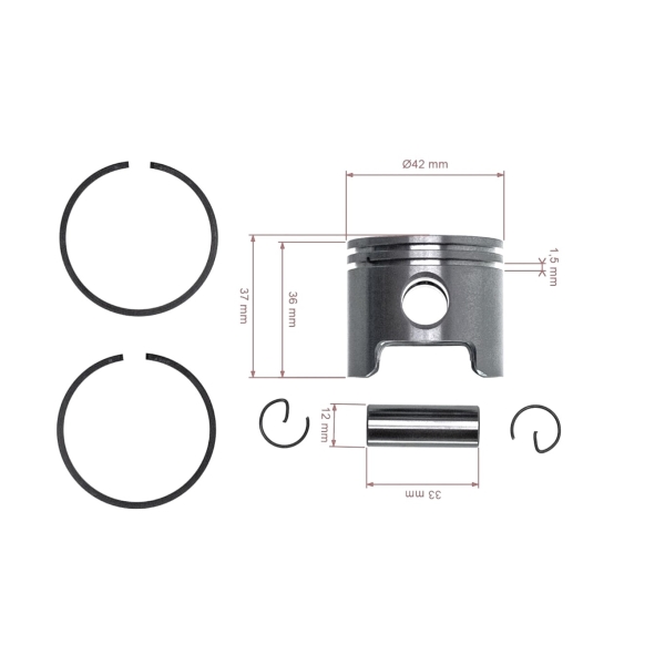 Kompletter Kolben für Freischneider OLEO-MAC Oleo-mac 746 S 446 BP 446BP Ergo 42 mm (OEM 61122015)