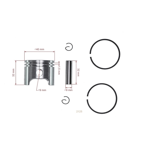 Kompletter Kolben für Freischneider OLEO-MAC Oleomac 440 BP 740 740S / T Sparta 40 TP74 Efco 8400 8400IC 8405BP 8740 8742 BAV STARK 40 40 mm (OEM 074000279)