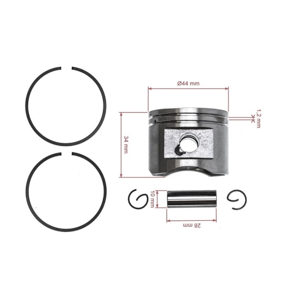 Kompletter Kolben für Freischneider Stihl FR350 FR450 FR480 FR480C FS400 FS450 FS480 SP451 SP481 44 mm (OEM 41280302002)