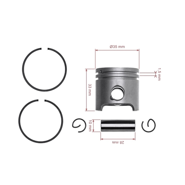 Kompletter Kolben für Freischneider Stihl FS160 FS180 35 mm (OEM 41190302001)