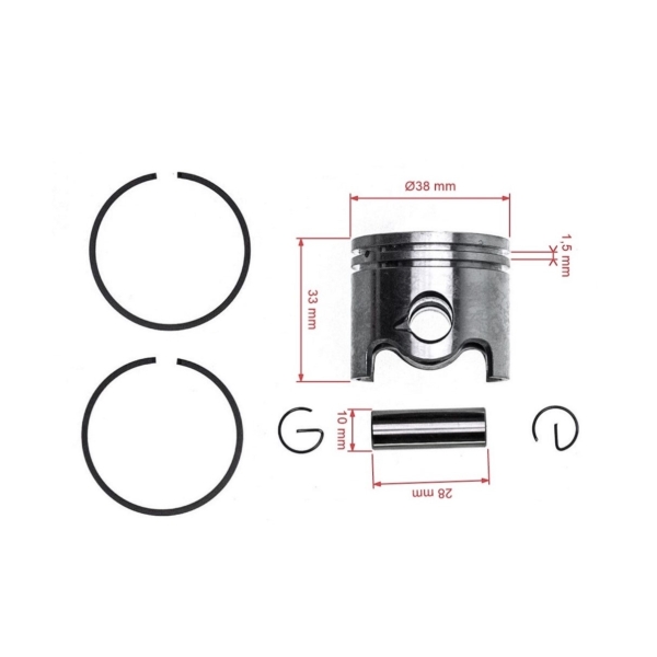 Kompletter Kolben für Freischneider Stihl FS160 FS180 FS220 FS220K FS280 FS280K FS290 FR220 38 mm (OEM 41190302003)