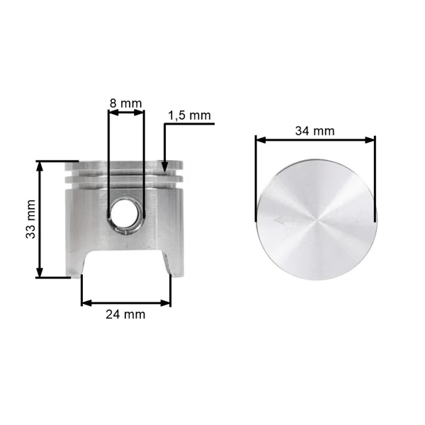 Kompletter Kolben für Freischneider Stihl FS38 FS45 FS45C FS45L FS46 MM55C SH55 SH85 HL45 FS55 FS55C FS55R FS55RC 34 mm (OEM 41400302000)