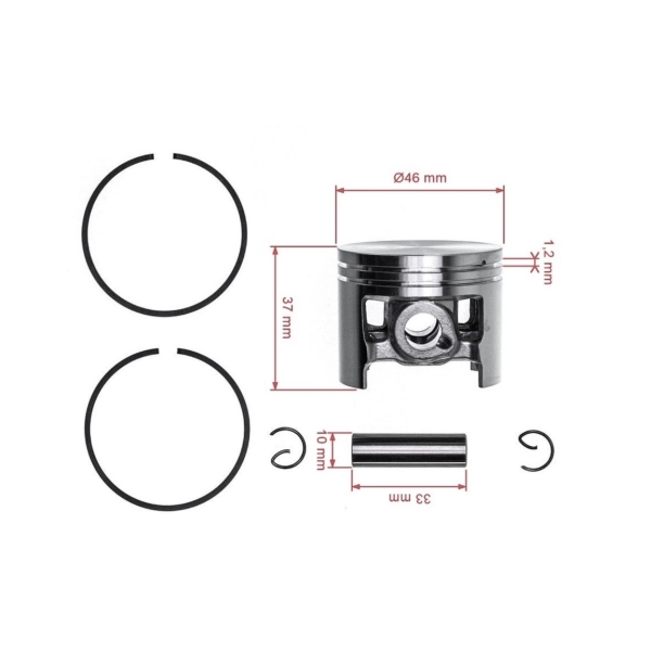 Kompletter Kolben für Freischneider Stihl FS420 FS420L FS500 FS550 FS550L 46 mm (OEM 41160302005)