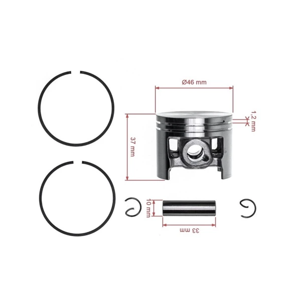 Kompletter Kolben für Freischneider Stihl FS420 FS420L FS500 FS550 FS550L 46 mm (OEM 41160302005)