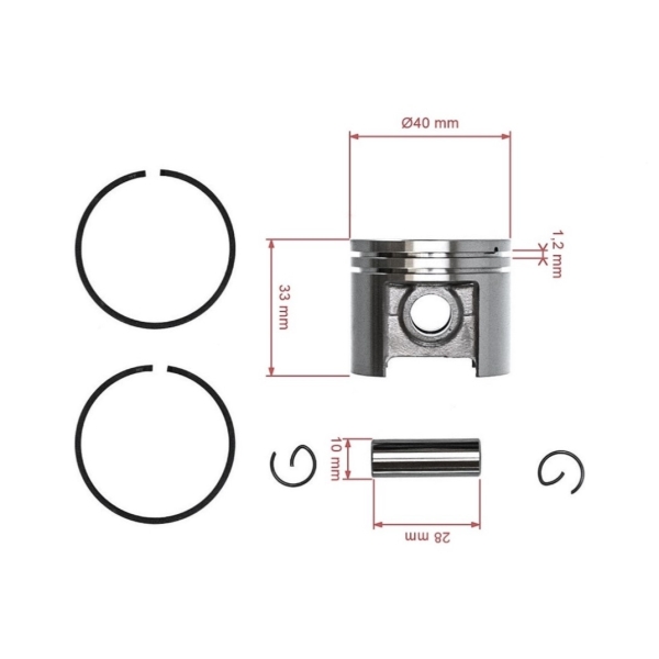 Kompletter Kolben für Freischneider Stihl SP400 SP450 FS400 FS450 FS480 40 mm (OEM 11230302019)