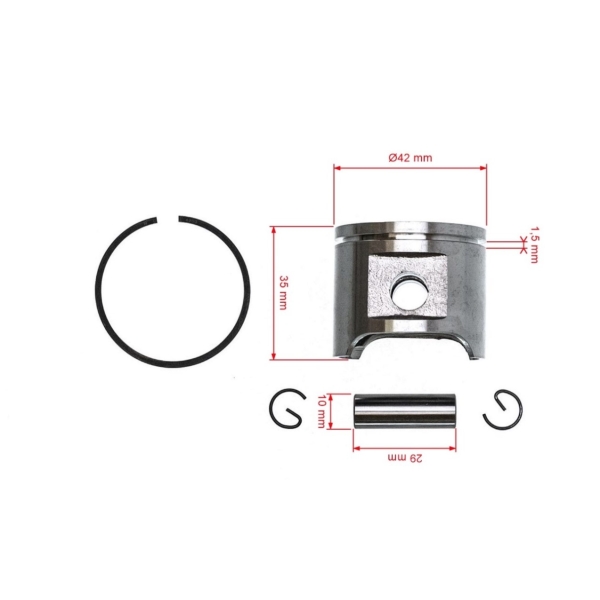 Kompletter Kolben für Freischneider und Sägen Husqvarna 45 49 245 245R Jonsered GR44 GR50 RS44 2041 2050 42 mm (OEM 503441001)