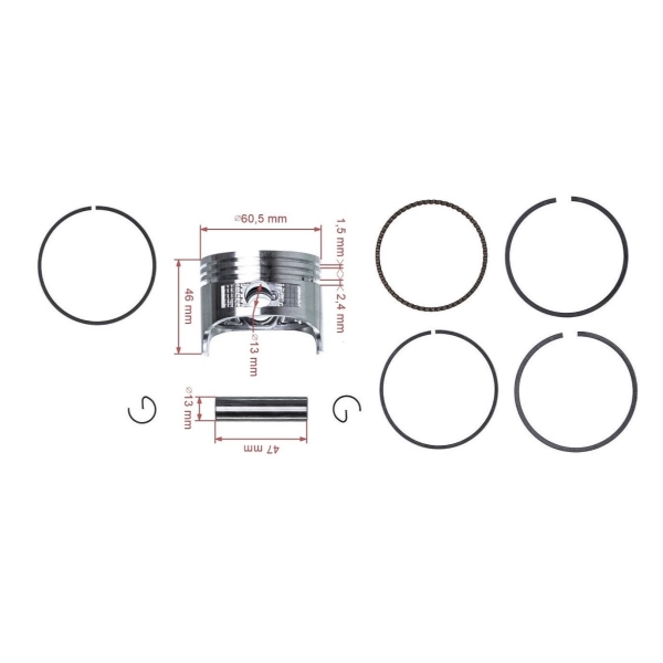 Kompletter Kolben für Honda GX120 Motoren 60,5 mm 2. Ausschliff +0,50 mm (OEM 13103ZH7010)