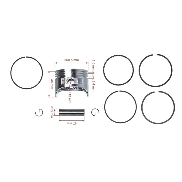 Kompletter Kolben für Honda GX120 Motoren 60,5 mm 2. Ausschliff +0,50 mm (OEM 13103ZH7010)