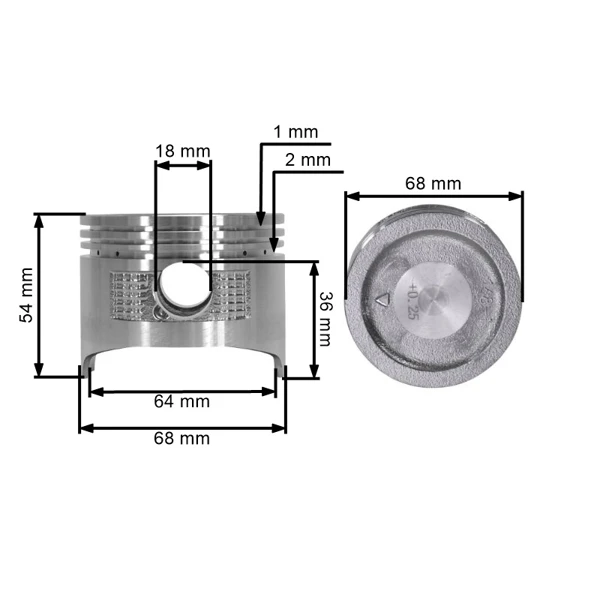 Kompletter Kolben für Honda GX160 Motoren 68,25 mm 1. Ausschliff +0,25 mm (OEM 13101ZE1000)