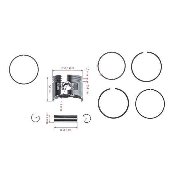Kompletter Kolben für Honda GX160 Motoren 68,5 mm 2. Ausschliff +0,50 mm (OEM 13101ZE1000)