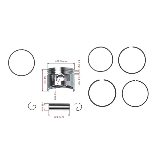 Kompletter Kolben für Honda GX160 Motoren 68,5 mm 2. Ausschliff +0,50 mm (OEM 13101ZE1000)