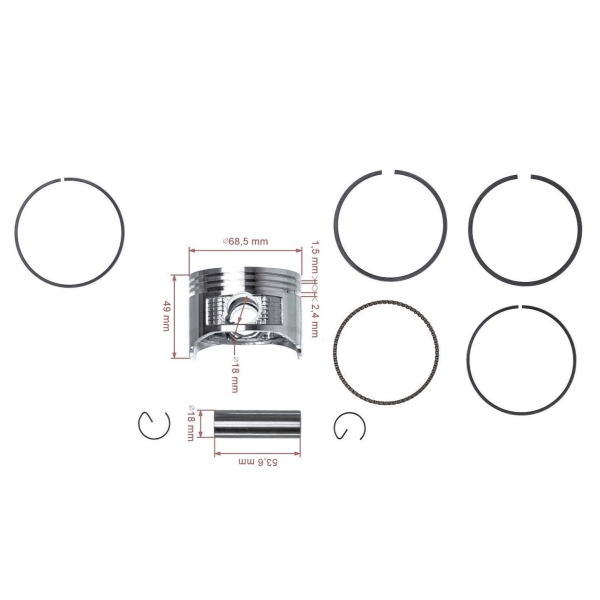 Kompletter Kolben für Honda GX200 Motoren 68,5 mm 2. Ausschliff +0,50 mm (OEM 13103ZL0010)