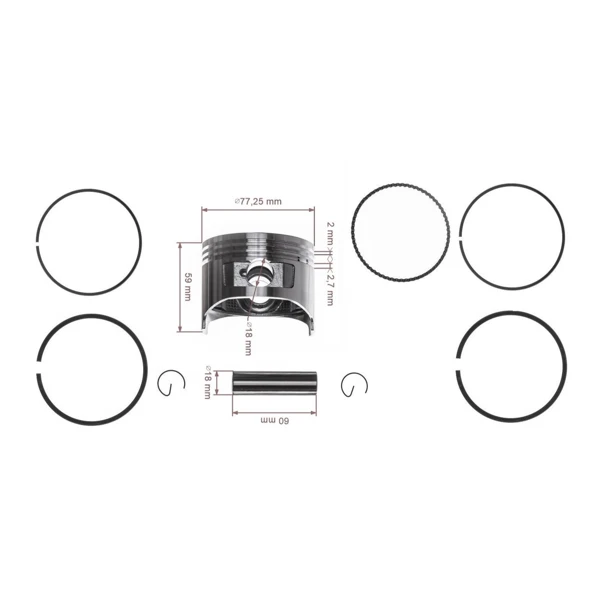 Kompletter Kolben für Honda GX270 GX270U Motoren 77,25 mm 1. Ausschliff +0,25 mm (OEM 13101ZH9000)