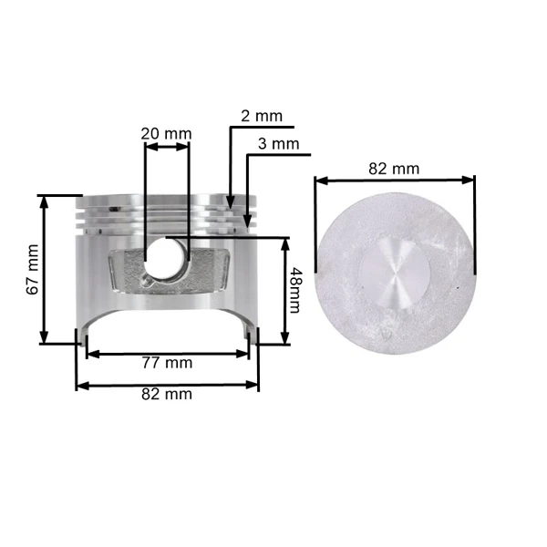 Kompletter Kolben für Honda GX340 Motoren 82,5 mm 2. Ausschliff +0,50 mm (OEM 13103ZE3W00)
