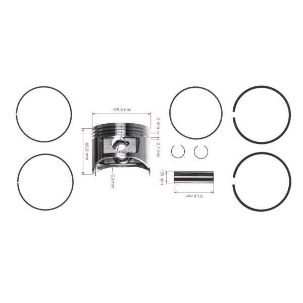 Kompletter Kolben für Honda GX390 Motoren 88,5 mm 2. Ausschliff +0,50 mm (OEM 13103-ZF6-W00)