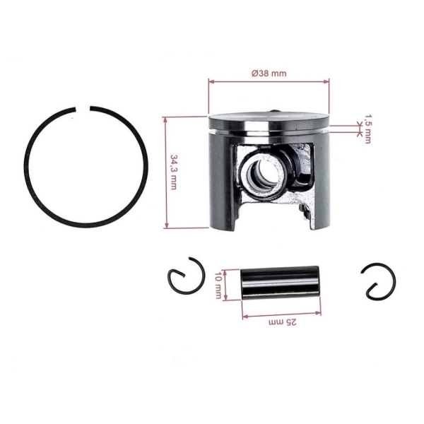 Kompletter Kolben für Husqvarna 335 335XPT 38 mm Kettensägen (OEM 503792402 503792401)