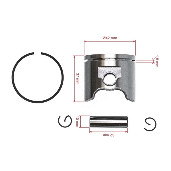 Kompletter Kolben für Husqvarna 343F 343R 345R 345 Jonsered BC2145 FC2145 2141 CS2141 Kettensägen & Freischneider 42mm (OEM 503907371)