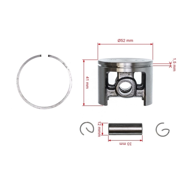 Kompletter Kolben für Husqvarna Kettensägen 272 52 mm (OEM 504017002 503609803)