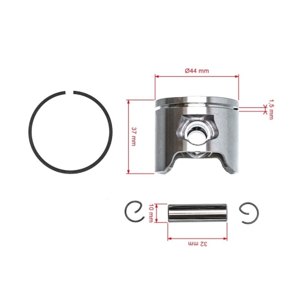 Kompletter Kolben für Husqvarna Kettensägen 350 351 Jonsered 2054EPA 2055 2149 2150 CS2150 44mm (OEM 503899603)