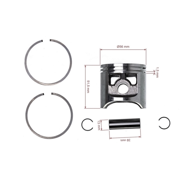 Kompletter Kolben für Kettensägen Husqvarna 1100 2100 2101 56 mm (503488703)