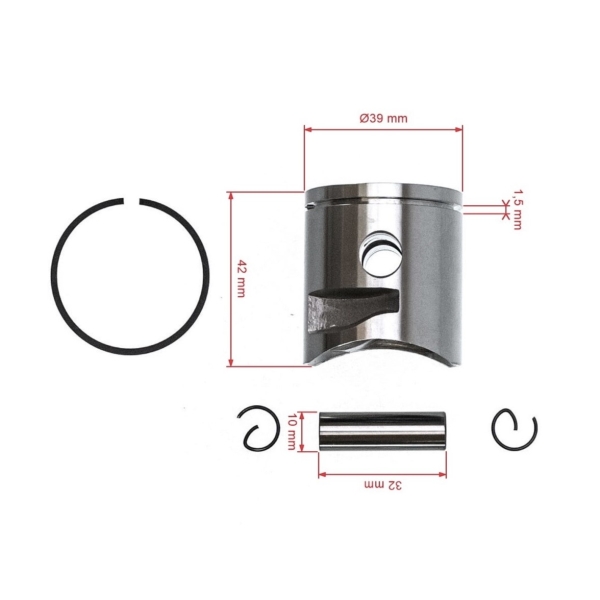 Kompletter Kolben für Kettensägen Husqvarna 120 Mark II 235 236 240 Jonsered CS2234 CS2238 CS2238S 39 mm (OEM 545081894)