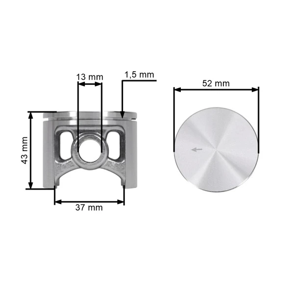 Kompletter Kolben für Kettensägen Husqvarna 181 281 281XP 288 288XP 54 mm (OEM 503506002)