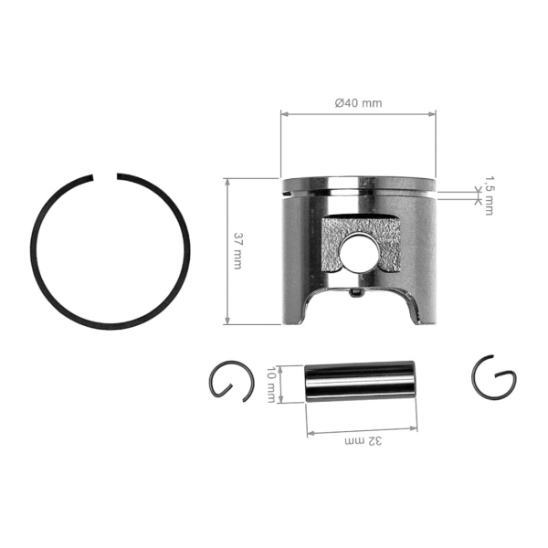 Kompletter Kolben für Kettensägen Husqvarna 340 Jonsered 2141 CS2141 40 mm (OEM 503870171)