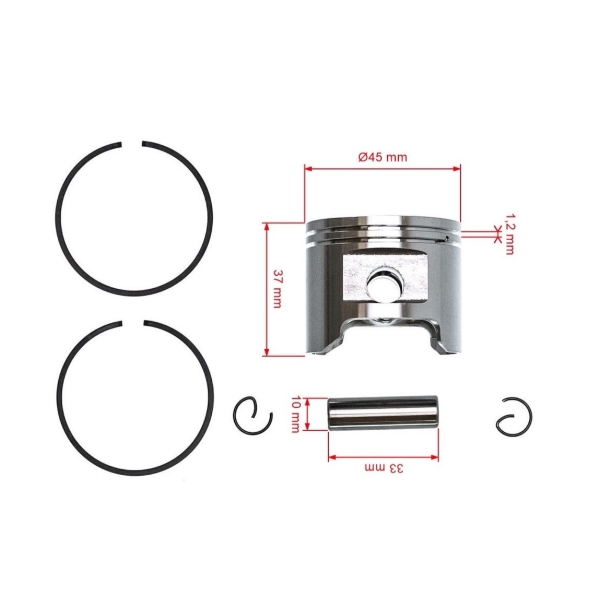 Kompletter Kolben für Kettensägen Husqvarna 346XP 353 Jonsered CS2147 CS2152 45 mm (OEM 537223602)