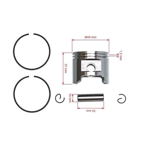Kompletter Kolben für Kettensägen Husqvarna 346XP 353 Jonsered CS2147 CS2152 45 mm (OEM 537223602)