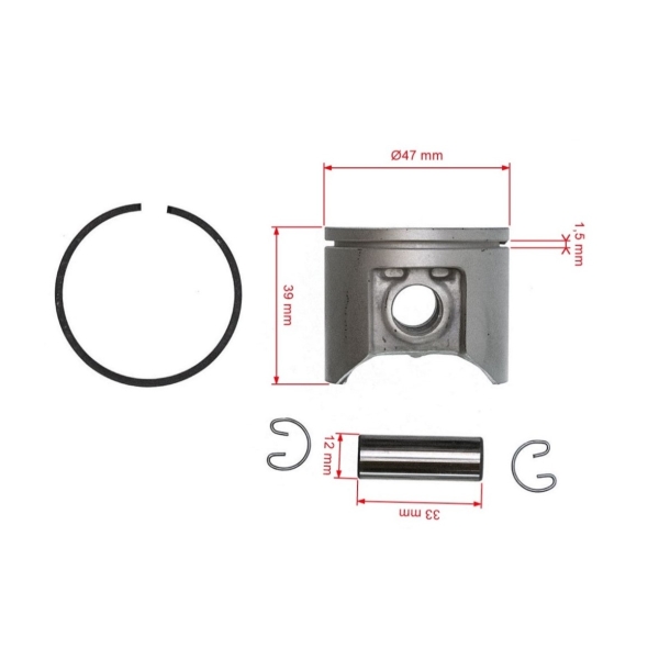 Kompletter Kolben für Kettensägen Husqvarna 359 Jonsered 2159 CS2159 47 mm (OEM 537157202)