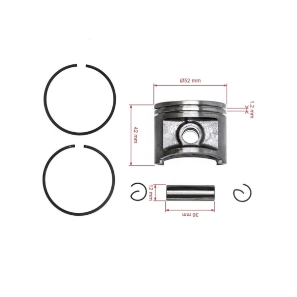 Kompletter Kolben für Kettensägen Husqvarna 362 365 372 372XP 52 mm (OEM 503691303)