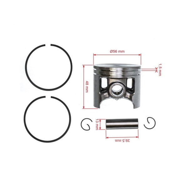 Kompletter Kolben für Kettensägen Husqvarna 395 395XP 56 mm (OEM 537137671)