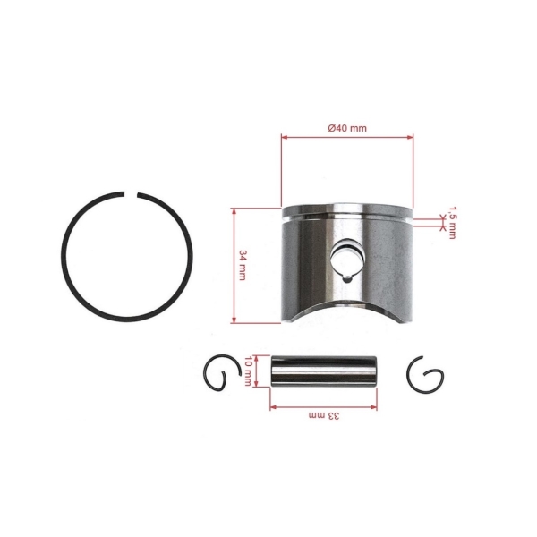 Kompletter Kolben für Kettensägen Husqvarna 41 141 141LE 142 Jonsered 2040 CS2040 40 mm (OEM 530069454 530069341)