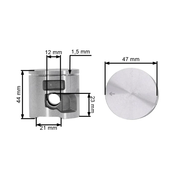 Kompletter Kolben für Kettensägen Husqvarna 455 455E 455 Rancher Jonsered CS2255 47 mm (OEM 537293004)