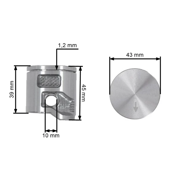 Kompletter Kolben für Kettensägen Husqvarna 545 550 XP 550 XPG Jonsered CS2252 CS2253 CS2253WH 43 mm (OEM 577047008)