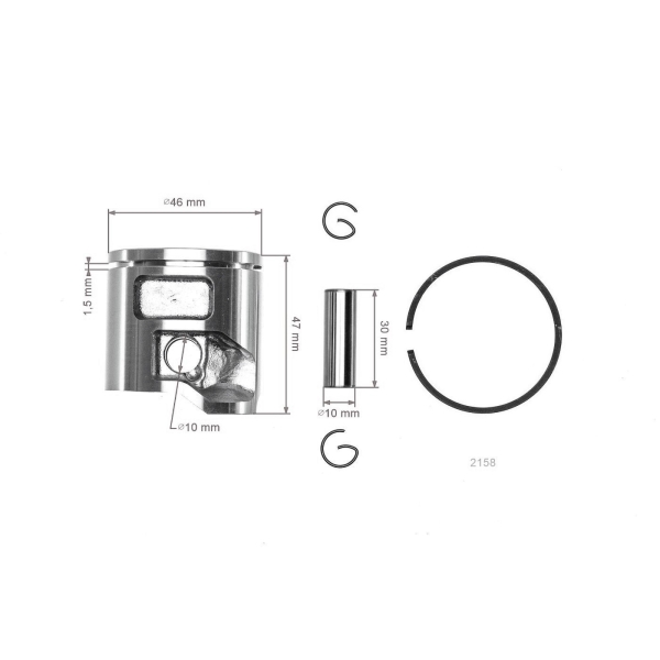 Kompletter Kolben für Kettensägen Husqvarna 555 556 560XP 560XPG Jonsered CS2258 CS2260 CS2260WH 46 mm (OEM 584807806)