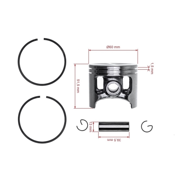 Kompletter Kolben für Kettensägen Husqvarna Partner K1250 K1260 3120 3122 60 mm (OEM 501894103)