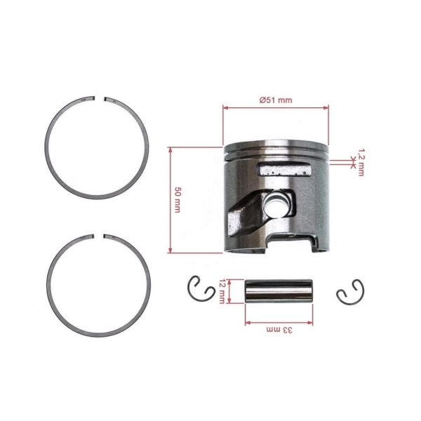 Kompletter Kolben für Kettensägen Husqvarna Partner K750 K760 K770 51 mm (OEM 506372401 506372402 506372403)