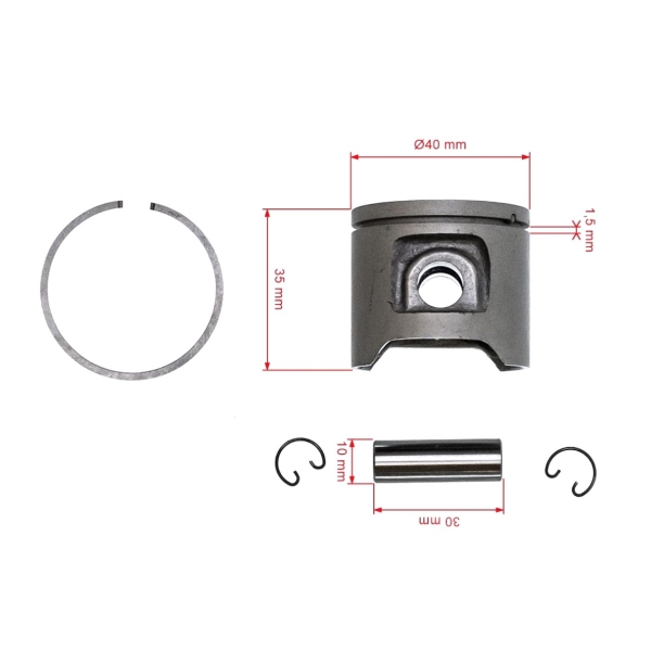 Kompletter Kolben für Kettensägen Husqvarna und Freischneider 40 240R Jonsered GR41 GR44 RS41 RS44 40 mm (OEM 503489001)