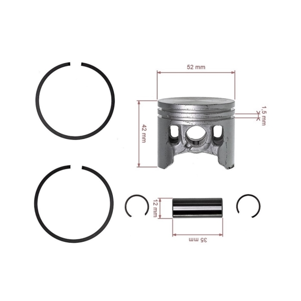 Kompletter Kolben für Kettensägen Sachs Dolmar 133 133 Super 52 mm (OEM 133132003)