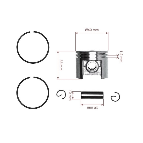 Kompletter Kolben für Kettensägen Stihl 021 023 MS210 MS230 40 mm (OEM 11230302003)