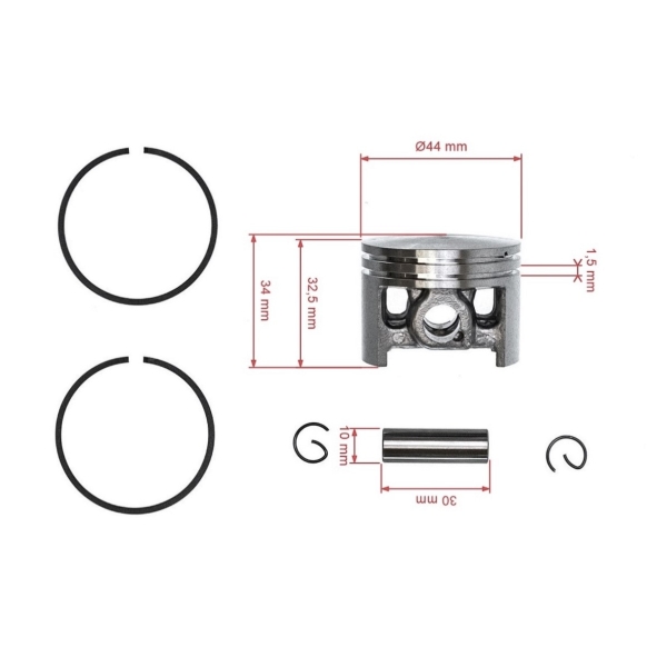 Kompletter Kolben für Kettensägen Stihl 026 MS260 44 mm (OEM 11210302001)