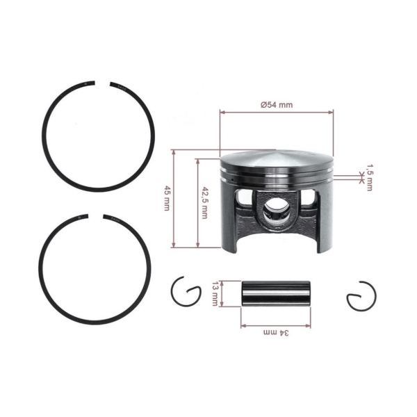 Kompletter Kolben für Kettensägen Stihl 045 056 056 AV 045 AV 54 mm (OEM 11150302002)
