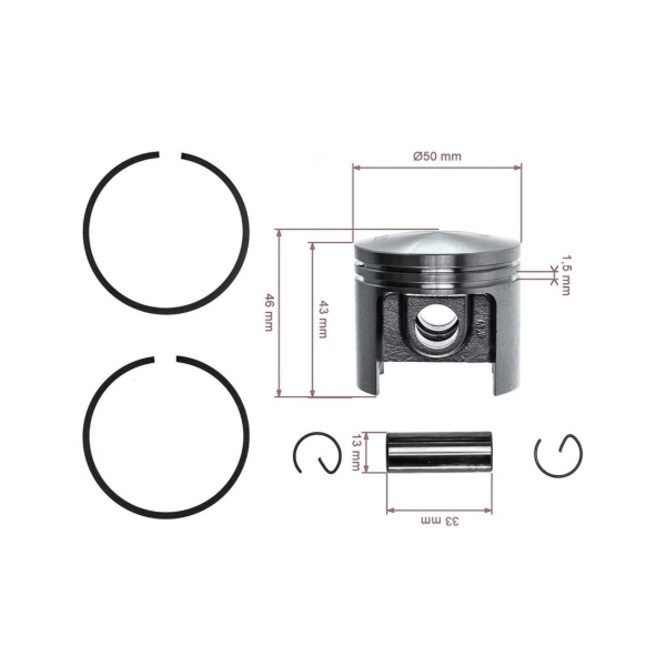 Kompletter Kolben für Kettensägen Stihl 045 056 50 mm (OEM 11150302000)
