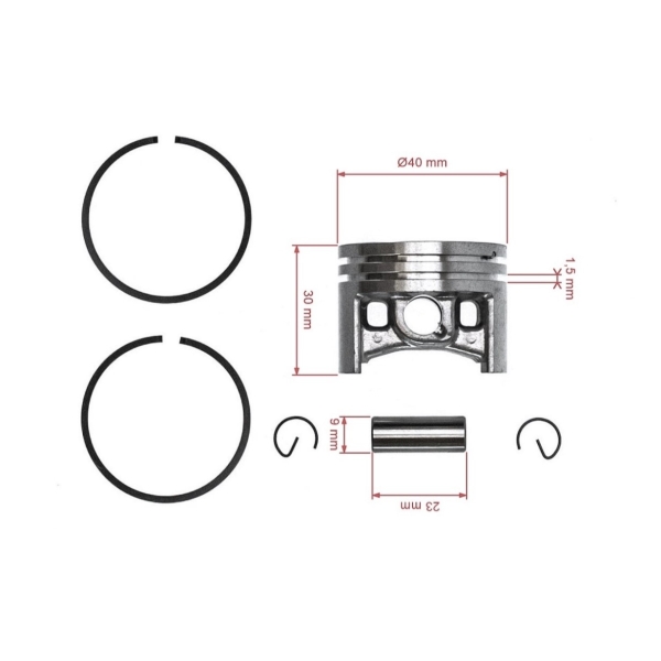 Kompletter Kolben für Kettensägen Stihl MS200 MS200T 40 mm (OEM 11290302002)